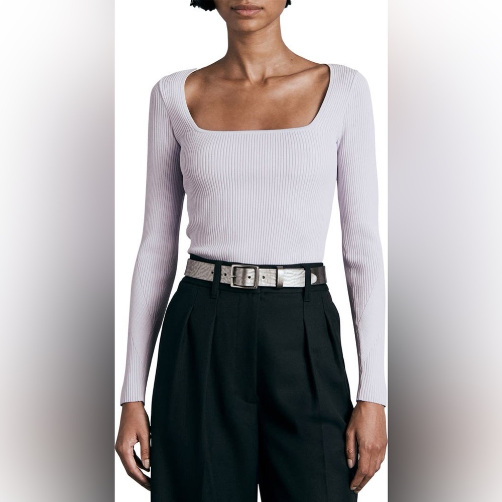 NWOT - Rag & Bone, Asher Rib Long Sleeve Top in Lavender, Size L